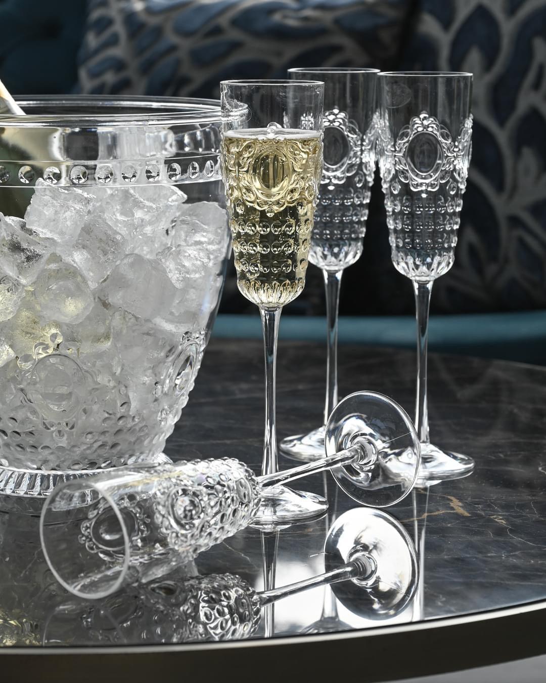 Set 4 Flute + Secchiello Champagne trasparente Baroque&Rock Baci Milano - Image 7