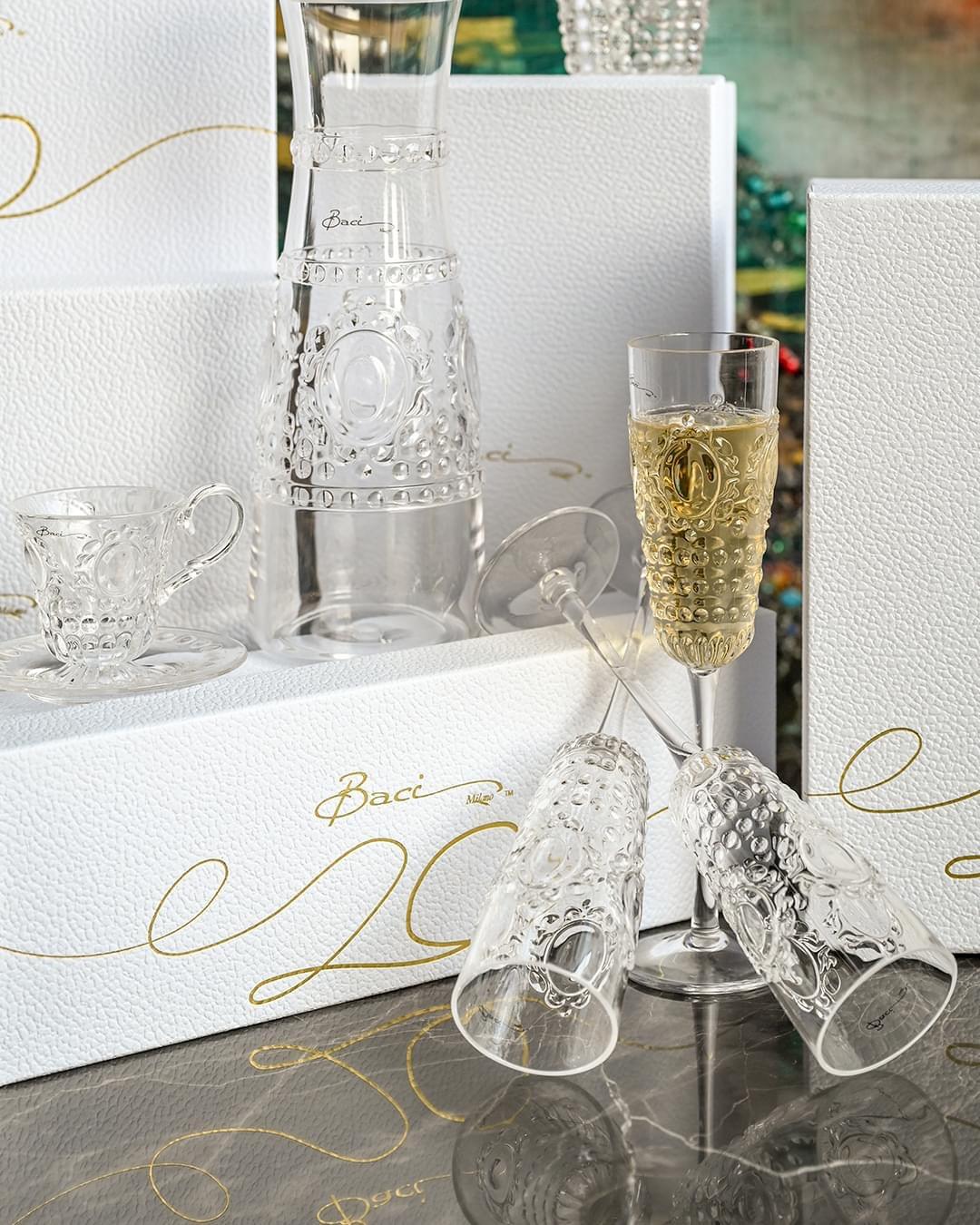 Set 4 Flute + Secchiello Champagne trasparente Baroque&Rock Baci Milano - Image 8