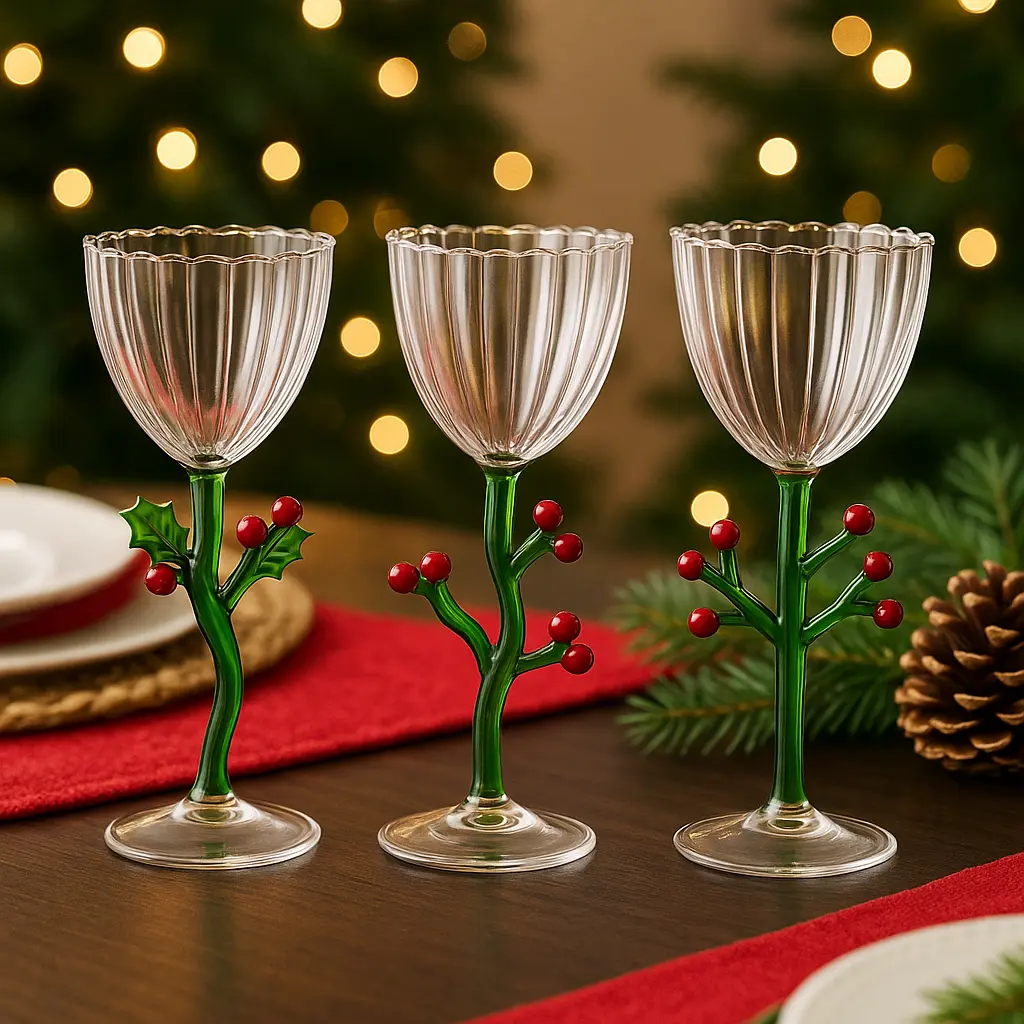 Ichendorf Milano| Calice decorato in vetro borosilicato Natale 2025 "Botanica" - Image 4